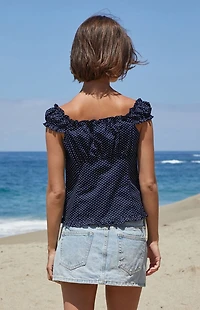 John Galt Blue Polka Dot Elena Top