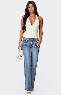 Edikted Bootcut Washed Low Rise Jeans
