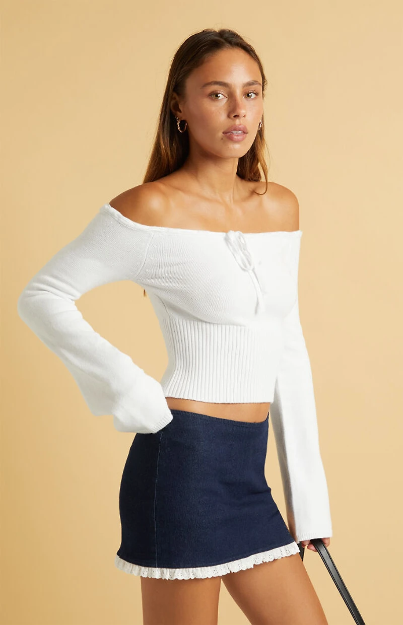 Beverly and Beck Denim Slit Eyelet Mini Skort