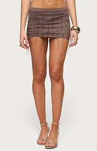 Edikted Cheryl Beaded Fringe Mini Skirt