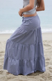 John Galt Blue Gingham Nadia Maxi Skirt