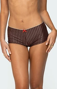 Edikted Pinstripe Boyshort Bikini Bottom