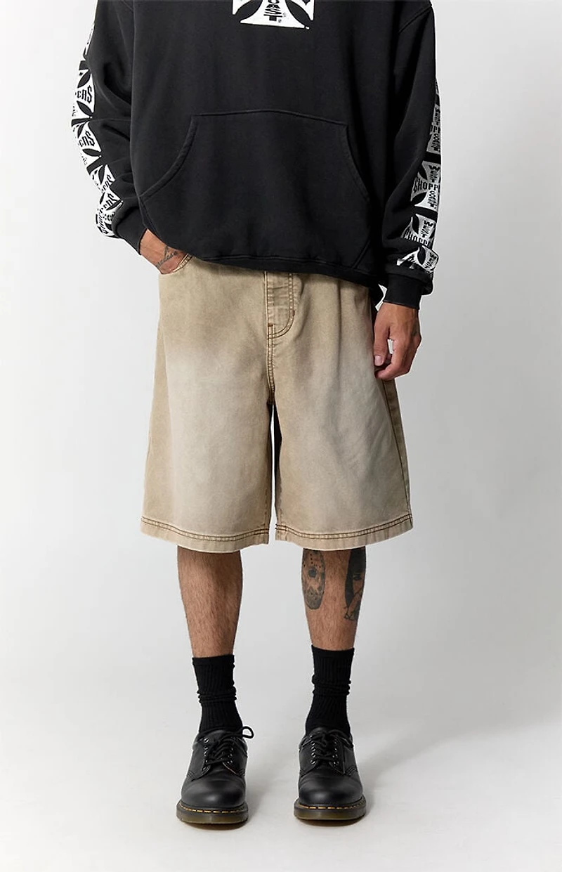 Pacsun Parker Baggy Jean Shorts Tan Washed