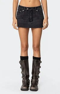 Edikted Clementine Low Rise Denim Micro Skort