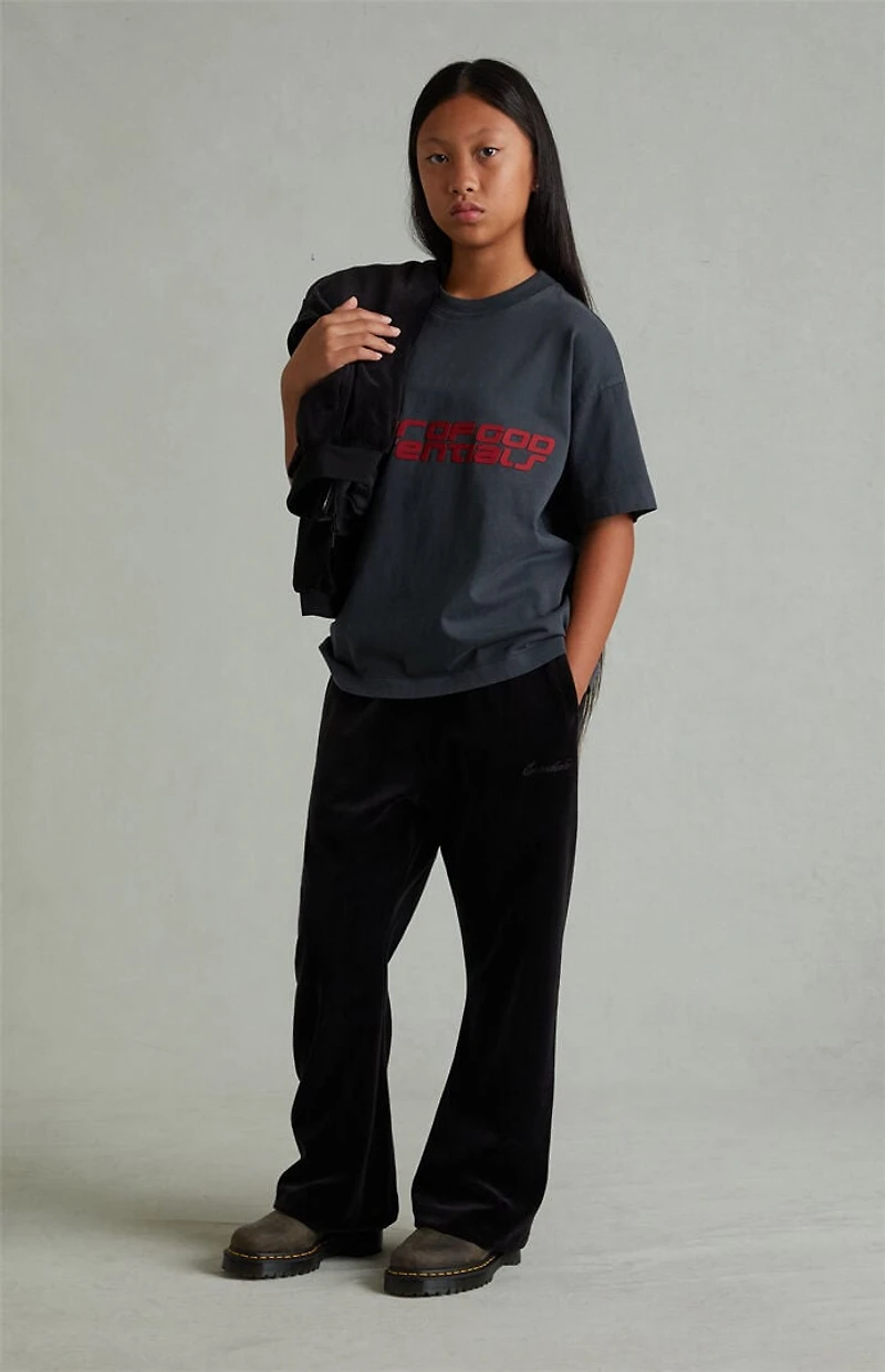 Fear of God ESSENTIALS Kids Vintage Black Velour Flare Sweatpants