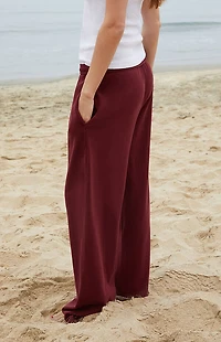 John Galt Burgundy Anastasia Tie Baggy Sweatpants