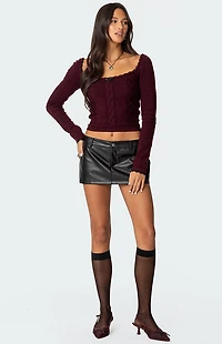 Edikted Ansley Lacey Cable Knit Top