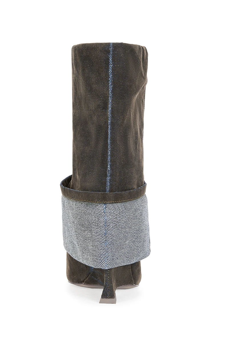 AZALEA WANG Tin Brown Peep Toe Wedge Booties