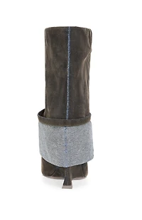 AZALEA WANG Tin Brown Peep Toe Wedge Booties