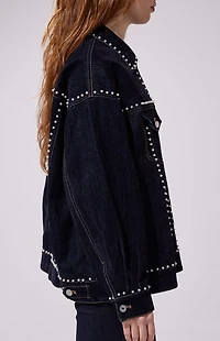 AZALEA WANG Micah Pearl Oversized Denim Jacket