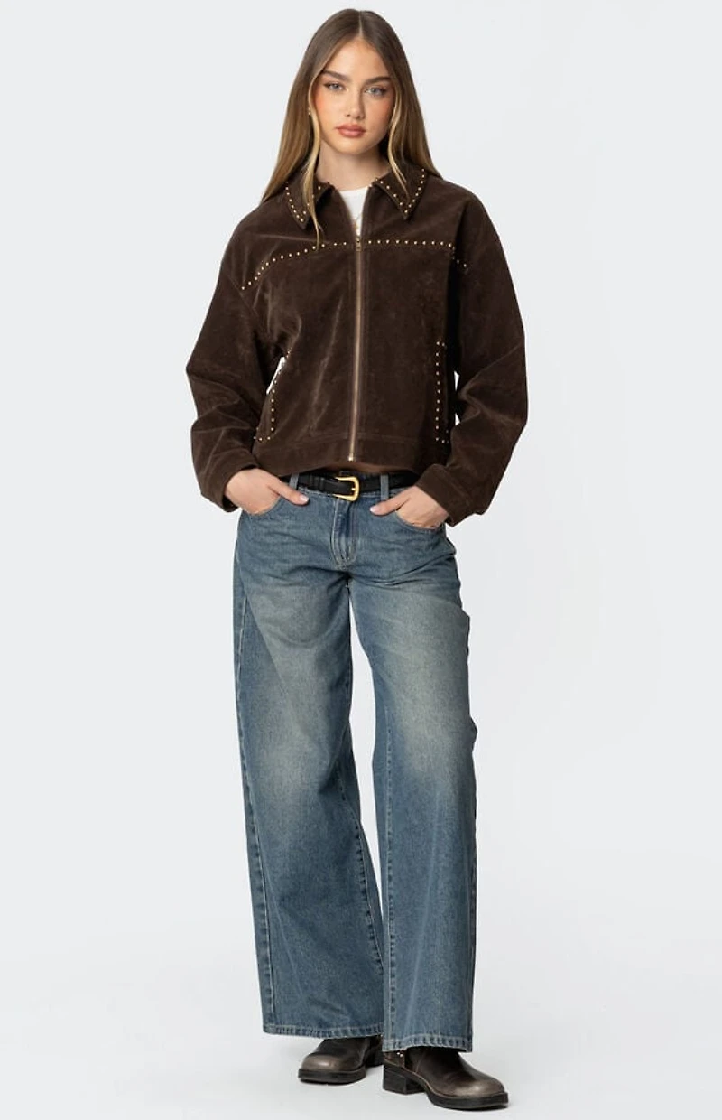 Edikted Memphis Studded Faux Suede Jacket