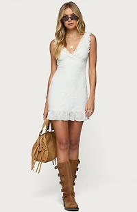 Edikted Shayla Ruffle Textured Mini Dress