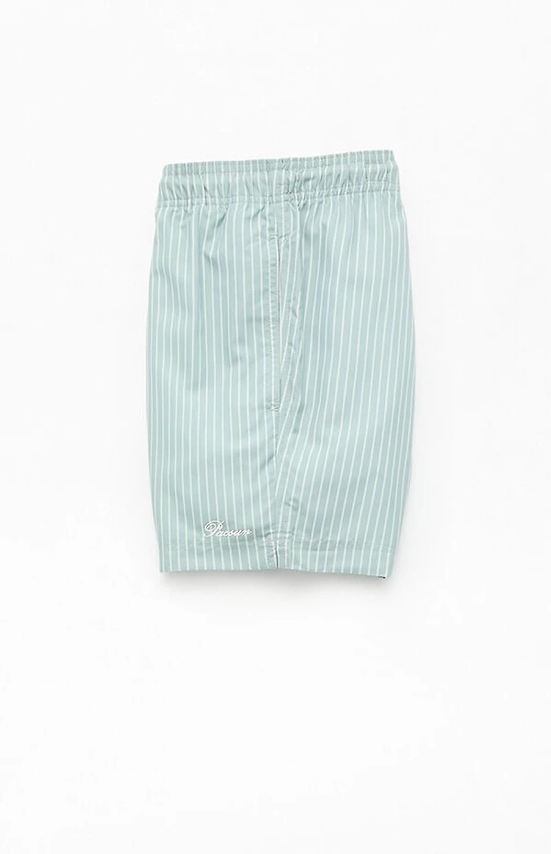 Pacsun Bailey Green Pinstripe 4.5" Swim Trunks