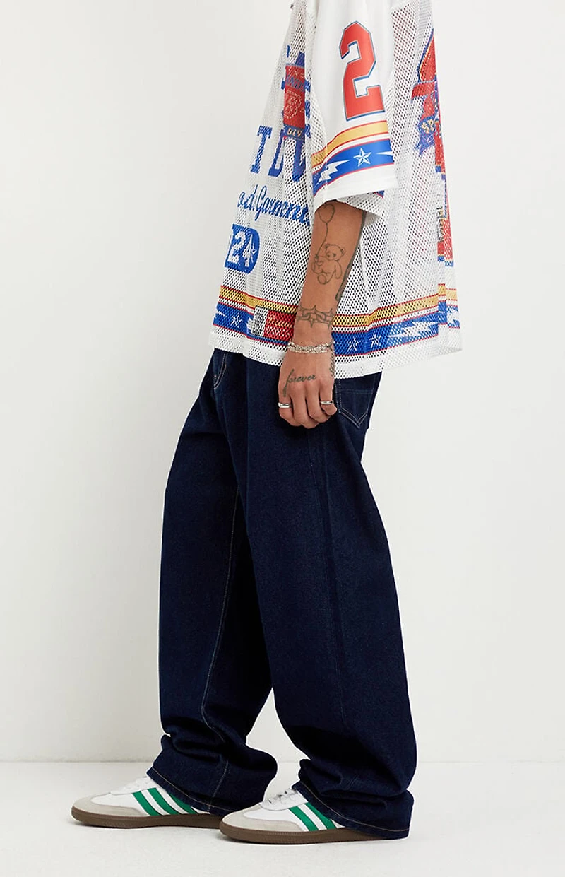 Pacsun Dylan Baggy Jeans Contrast Stitch Dark Blue