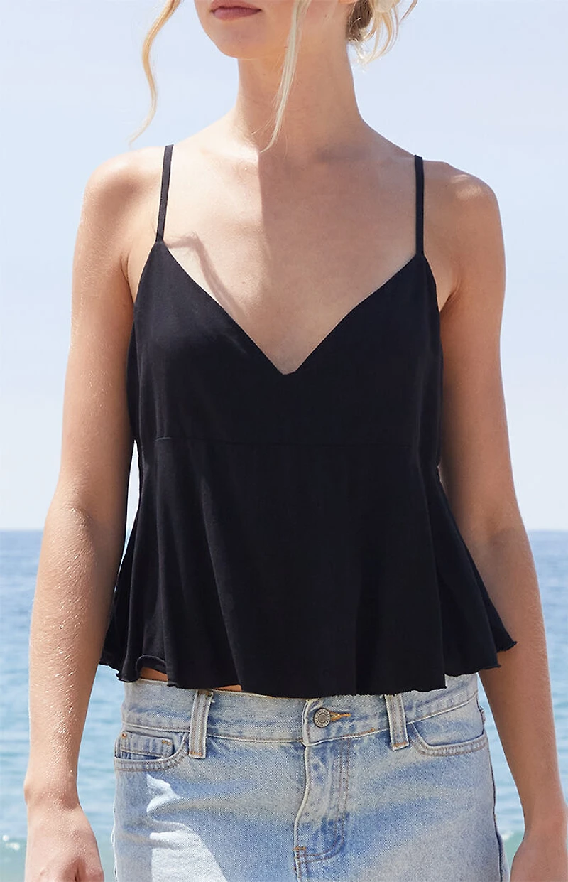 John Galt Black Tiffany Cropped Tank Top