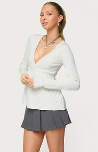 Edikted Saphey Babydoll Cable Knit Top