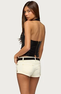 Edikted Panya Studded Faux Leather Halter Top
