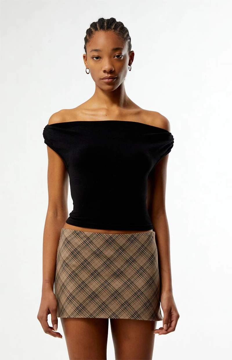 Rhythm Juno Velvet Off-The-Shoulder Top