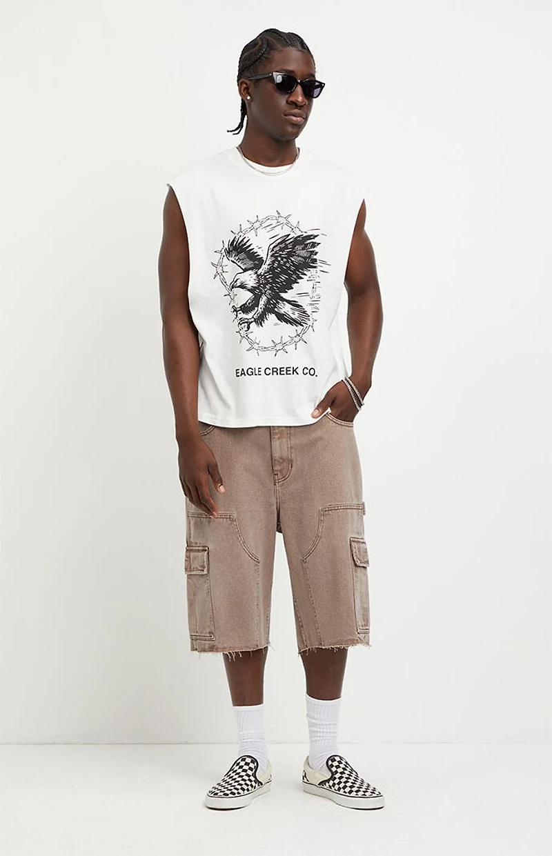 Pacsun Austin Extreme Baggy Jean Shorts Cargo Brown