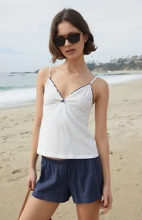 John Galt White & Blue Polka Dot Amara Tank Top