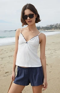 John Galt White & Blue Polka Dot Amara Tank Top