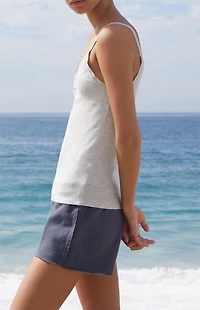 John Galt Silver Lace Trim Tank Top