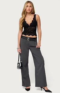 Edikted Araura Velvet Floral Sheer Top