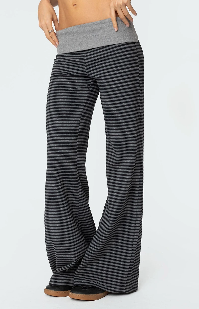 Edikted Meggy Striped Fold Over Pants