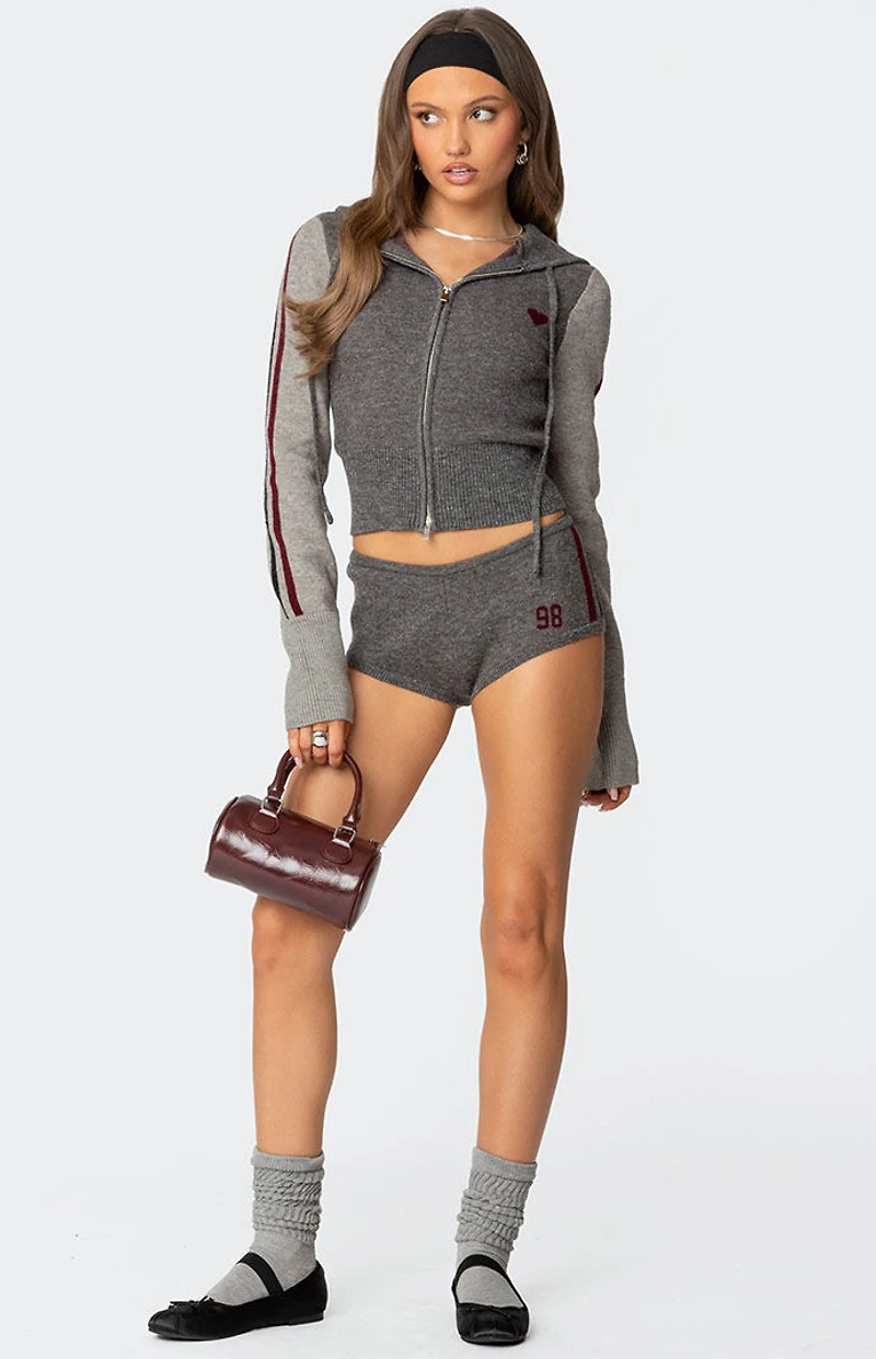 Edikted Heart Knit Micro Shorts