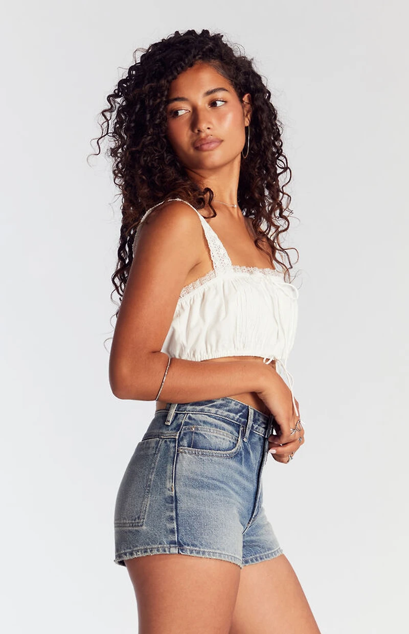 Pacsun Medium Indigo Zip Fly High Waisted Denim Festival Shorts
