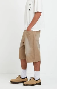 Pacsun Austin Extreme Baggy Jean Shorts Patch Carpenter Tan