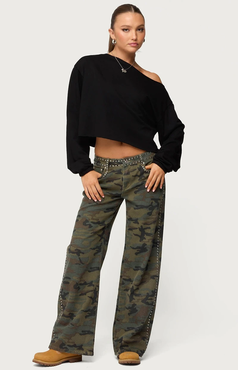 Edikted Aveline Off Shoulder Light Sweatshirt