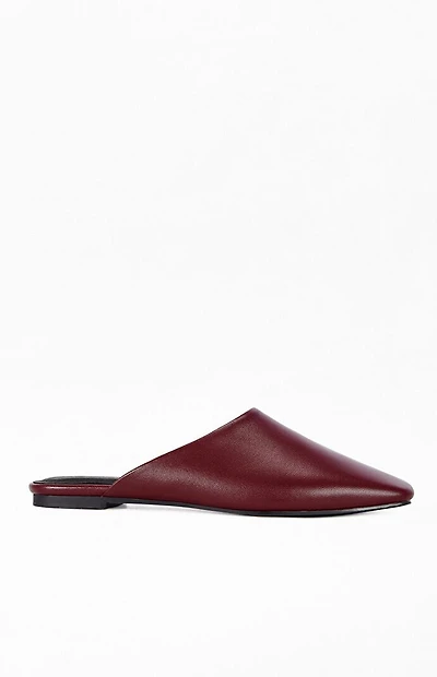AZALEA WANG Women's Raphael Burgundy Leather Flats