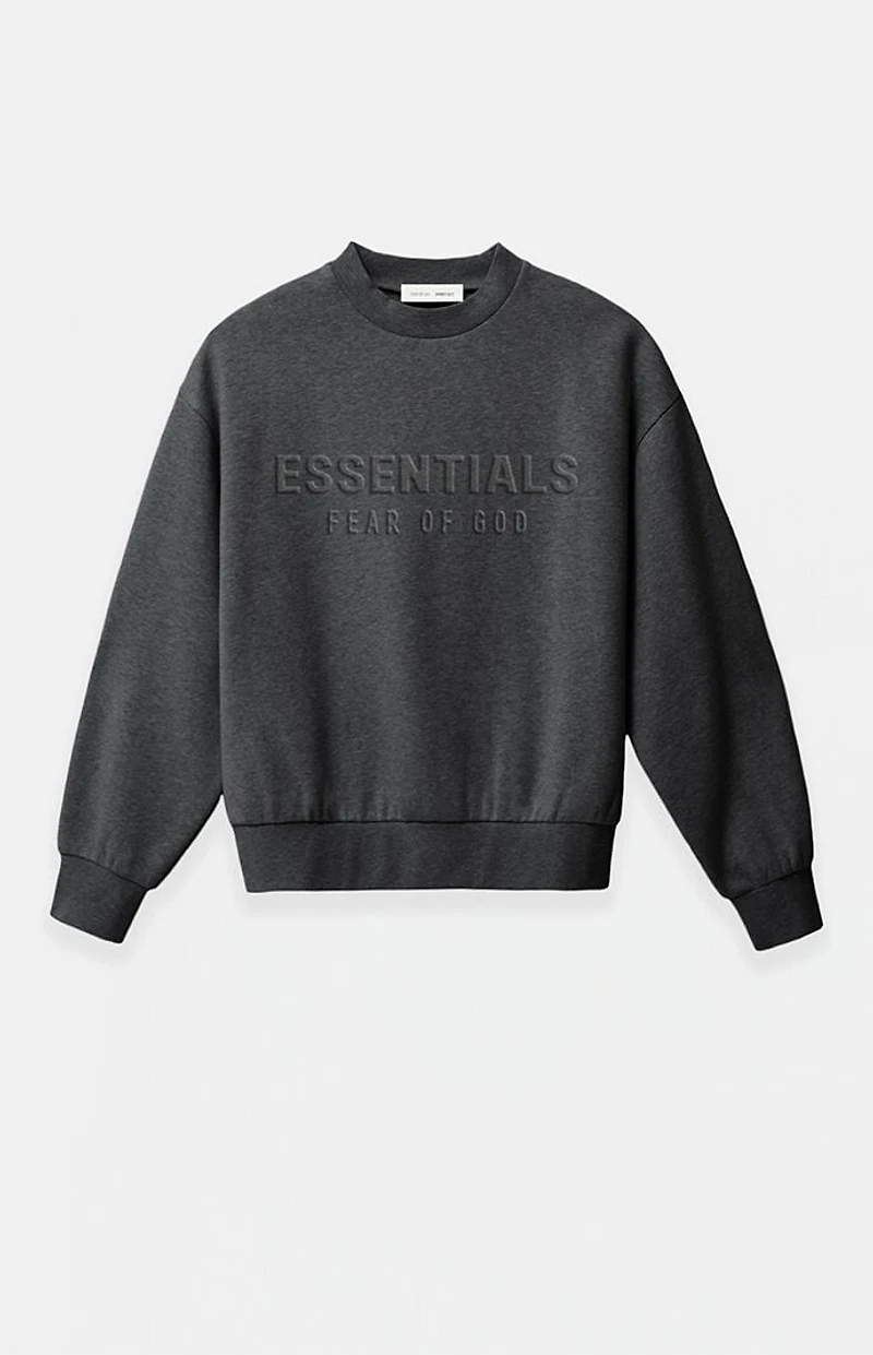 Fear of God ESSENTIALS Charcoal Heather Embossed Classic Crew Neck Sweatshirt