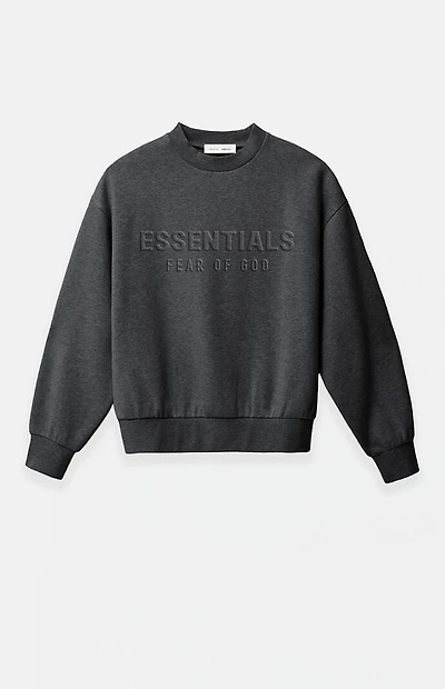 Fear of God ESSENTIALS Charcoal Heather Embossed Classic Crew Neck Sweatshirt