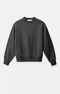 Fear of God ESSENTIALS Charcoal Heather Embossed Classic Crew Neck Sweatshirt