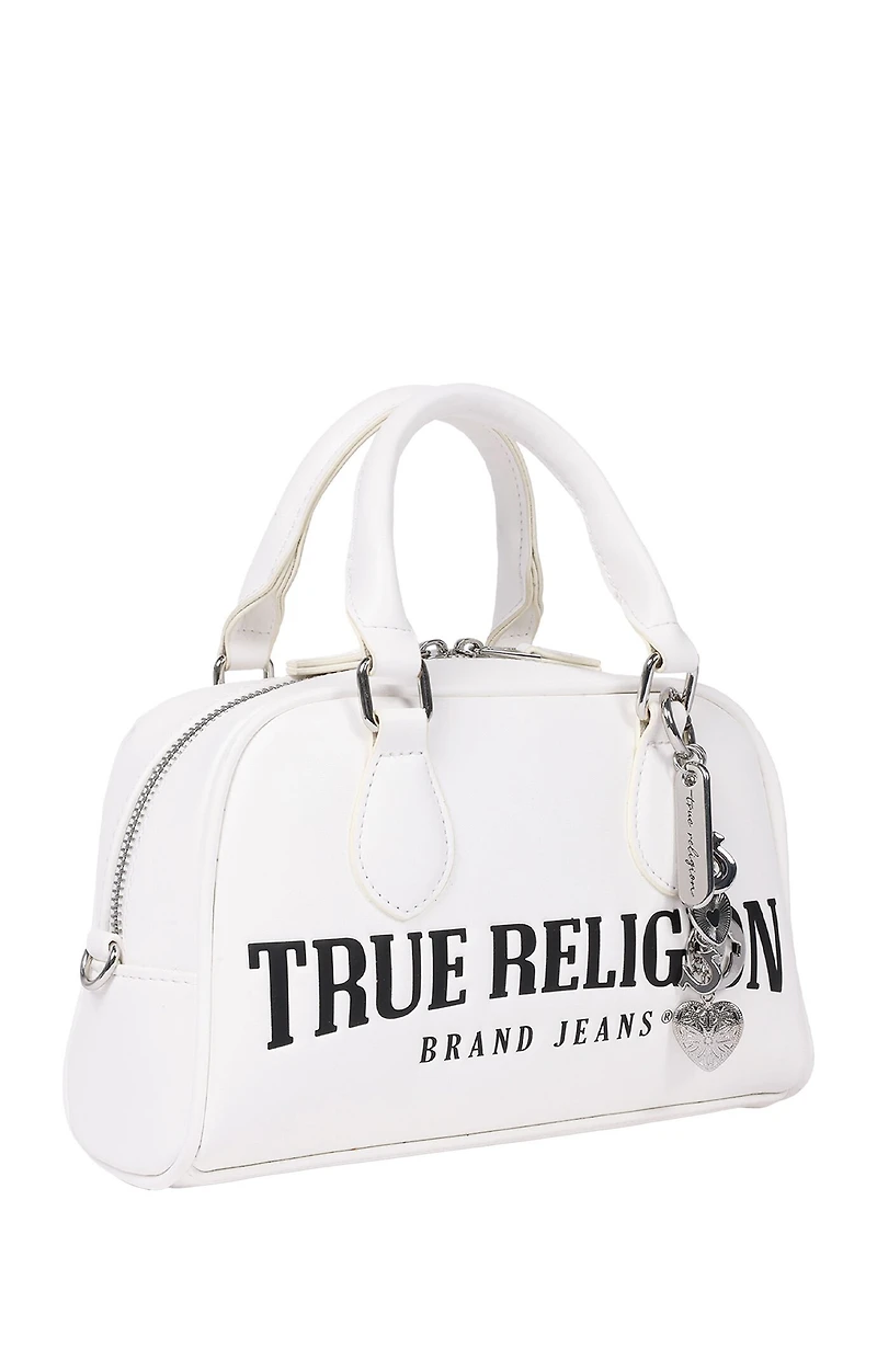 True Religion White Bombe Logo Satchel