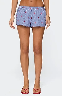 Edikted Cherry Embroidered Gingham Boxer Shorts