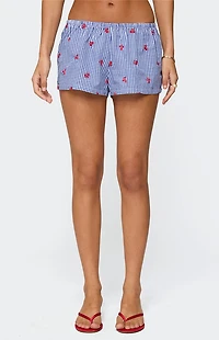 Edikted Cherry Embroidered Gingham Boxer Shorts