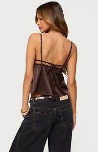 Edikted Blanca Satin Lace Trim Tank Top