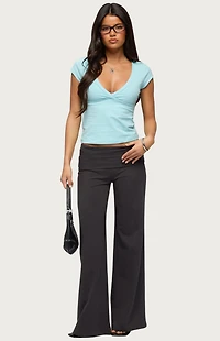 Edikted Penelopy Overlap V Neck T-Shirt