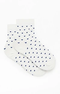 John Galt White & Navy Heart Socks