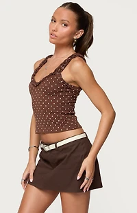 Edikted Pippin Ruffle Polka Dot Tank Top
