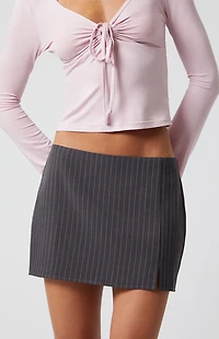 Third Charm Pinstripe Low Rise Mini Skirt