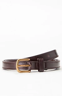 John Galt Faux Leather Skinny Buckle Belt