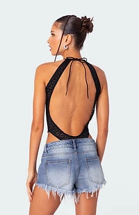 Edikted Sheer Lace Open Back Bodysuit