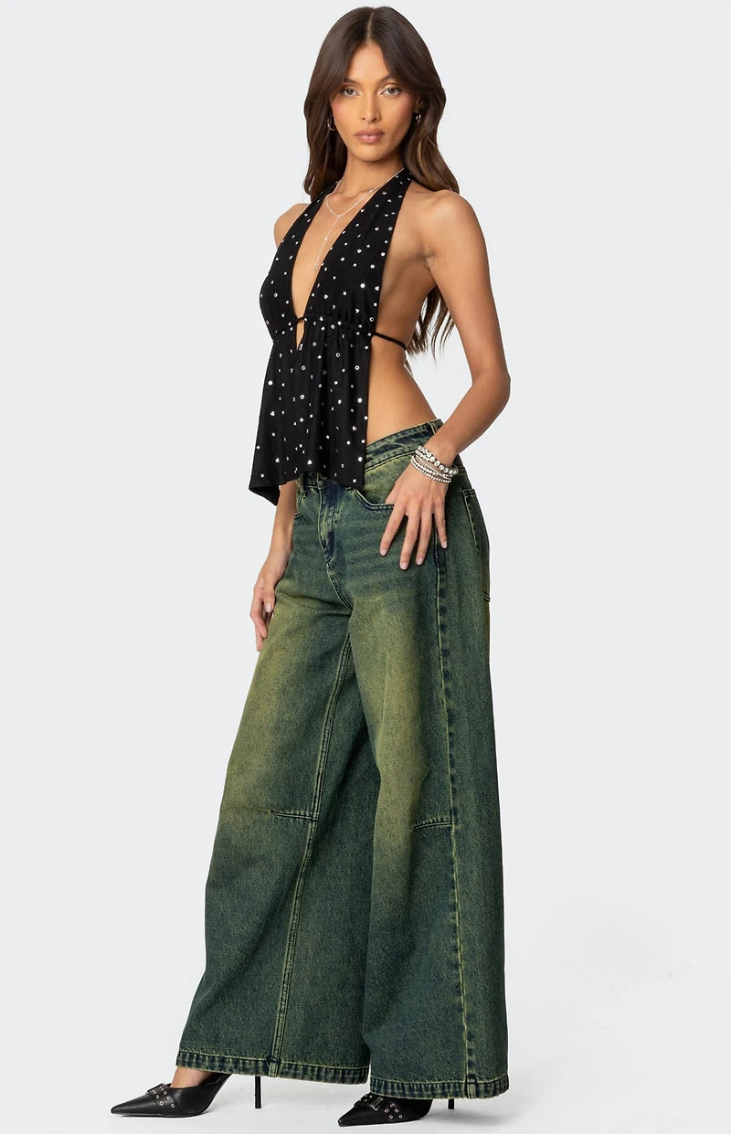 Edikted Studded Open Back Halter Top