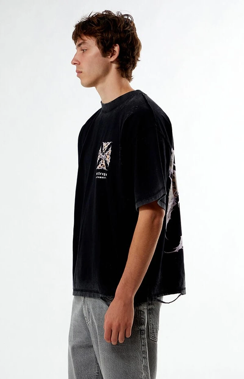 No Tomorrow x Civil Active Leopard Iron Skull Ripped Oversized T-Shirt