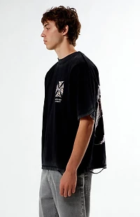 No Tomorrow x Civil Active Leopard Iron Skull Ripped Oversized T-Shirt