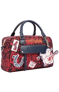 True Religion Red Multi Patch Graphic Satchel Bag